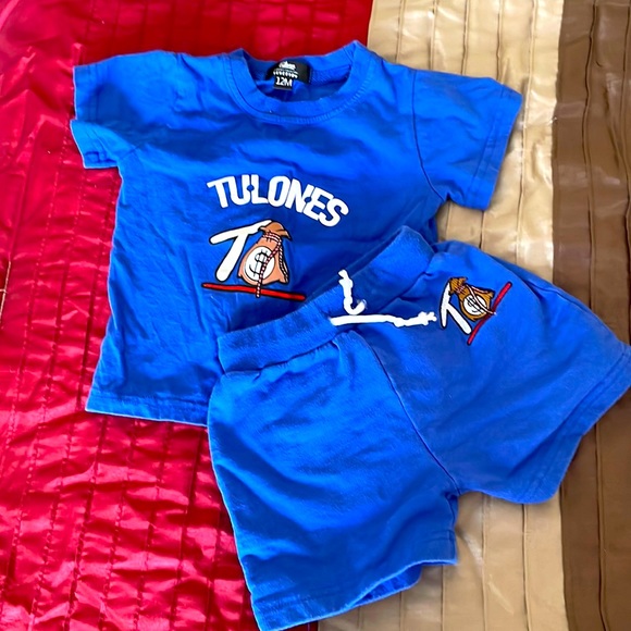 Tulones Infant Blue Matching Short Set - Picture 1 of 1